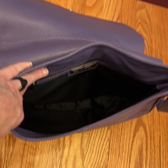 Audrey Talbott Purple Pebbled Leather Messenger Bag - Picture 5 of 11